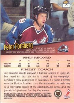 1998-99 Finest #6 Peter Forsberg Back
