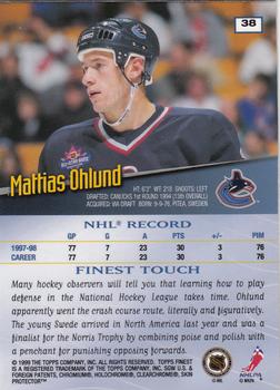1998-99 Finest #38 Mattias Ohlund Back