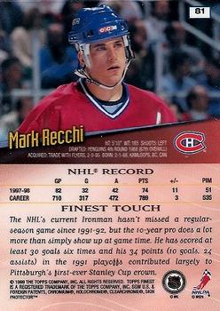 1998-99 Finest #81 Mark Recchi Back