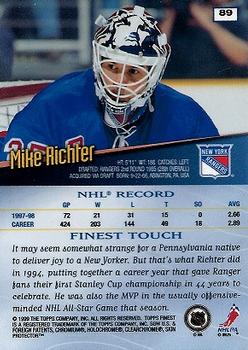 1998-99 Finest #89 Mike Richter Back