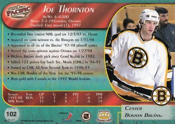 1998-99 Pacific #102 Joe Thornton Back