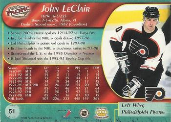 1998-99 Pacific #51 John LeClair Back