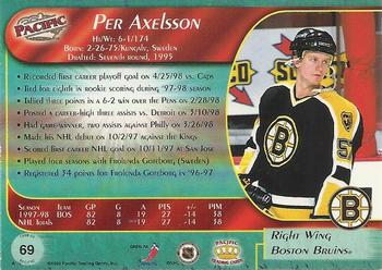 1998-99 Pacific #69 P.J. Axelsson Back
