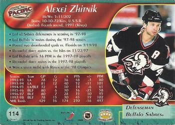 1998-99 Pacific #114 Alexei Zhitnik Back