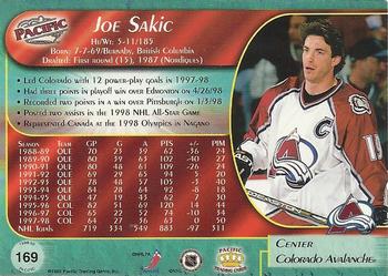 1998-99 Pacific #169 Joe Sakic Back