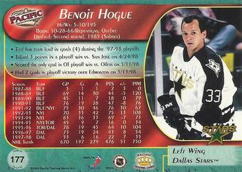 1998-99 Pacific #177 Benoit Hogue Back