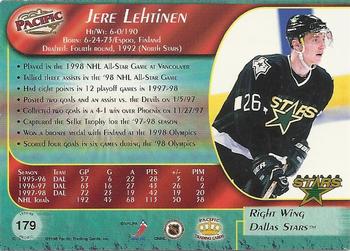 1998-99 Pacific #179 Jere Lehtinen Back