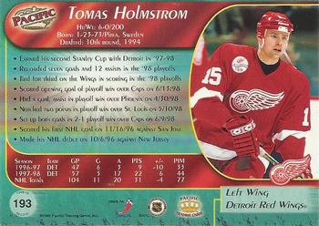 1998-99 Pacific #193 Tomas Holmstrom Back