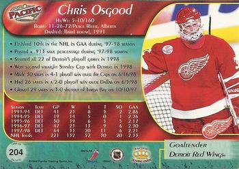 1998-99 Pacific #204 Chris Osgood Back