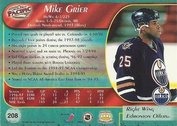 1998-99 Pacific #208 Mike Grier Back