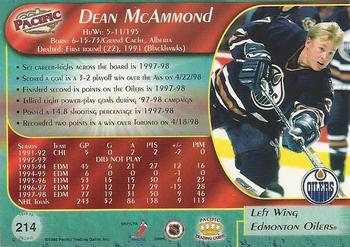 1998-99 Pacific #214 Dean McAmmond Back