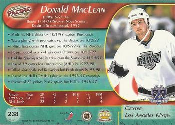 1998-99 Pacific #238 Donald MacLean Back