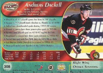 1998-99 Pacific #308 Andreas Dackell Back