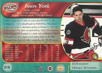 1998-99 Pacific #319 Jason York Back