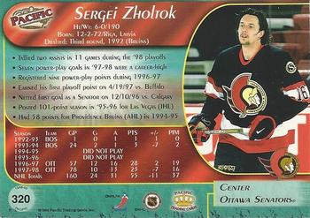 1998-99 Pacific #320 Sergei Zholtok Back