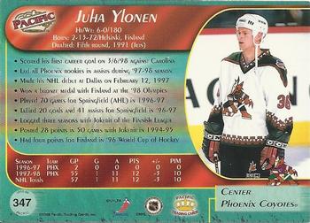 1998-99 Pacific #347 Juha Ylonen Back