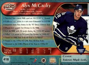 1998-99 Pacific #418 Alyn McCauley Back