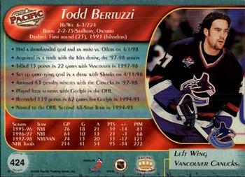 1998-99 Pacific #424 Todd Bertuzzi Back