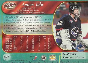 1998-99 Pacific #427 Arturs Irbe Back