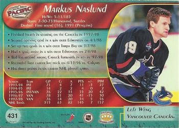 1998-99 Pacific #431 Markus Naslund Back