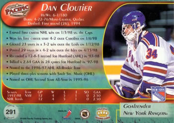 1998-99 Pacific #291 Dan Cloutier Back