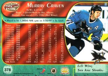 1998-99 Pacific #378 Murray Craven Back