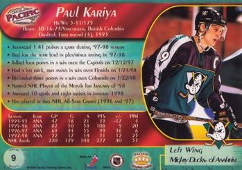 1998-99 Pacific #9 Paul Kariya Back