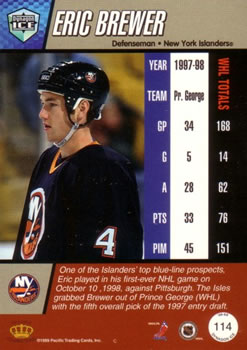 1998-99 Pacific Dynagon Ice #114 Eric Brewer Back
