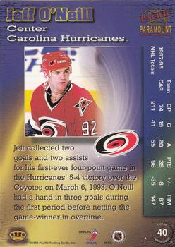 1998-99 Pacific Paramount #40 Jeff O'Neill Back