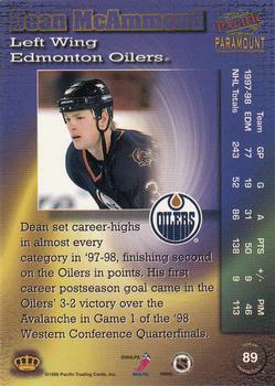 1998-99 Pacific Paramount #89 Dean McAmmond Back