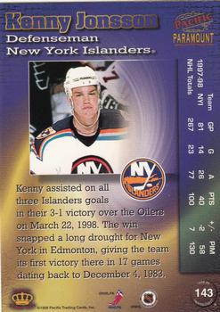 1998-99 Pacific Paramount #143 Kenny Jonsson Back