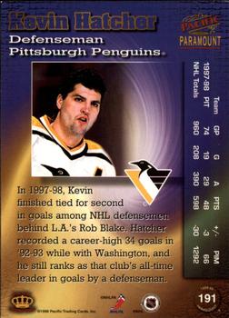 1998-99 Pacific Paramount #191 Kevin Hatcher Back