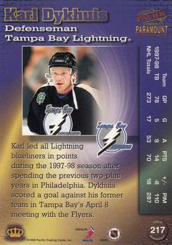 1998-99 Pacific Paramount #217 Karl Dykhuis Back