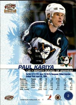 1998-99 Pacific Revolution #2 Paul Kariya Back