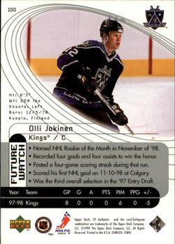 1998-99 SP Authentic #100 Olli Jokinen Back