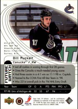 1998-99 SP Authentic #111 Bill Muckalt Back