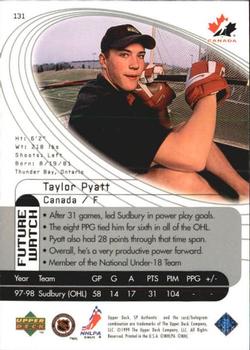 1998-99 SP Authentic #131 Taylor Pyatt Back