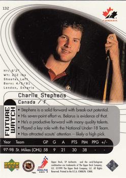 1998-99 SP Authentic #132 Charlie Stephens Back