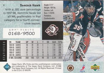 1998-99 SPx Finite #8 Dominik Hasek Back