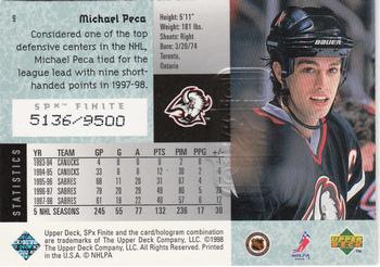 1998-99 SPx Finite #9 Michael Peca Back