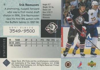1998-99 SPx Finite #10 Erik Rasmussen Back