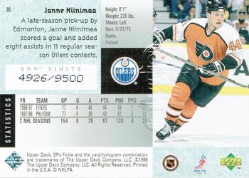 1998-99 SPx Finite #35 Janne Niinimaa Back