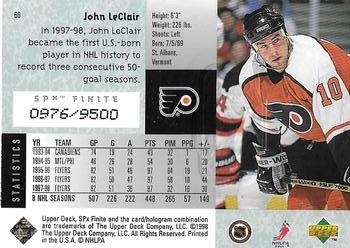1998-99 SPx Finite #60 John LeClair Back