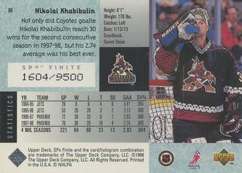 1998-99 SPx Finite #66 Nikolai Khabibulin Back