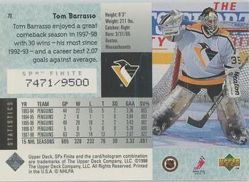 1998-99 SPx Finite #70 Tom Barrasso Back