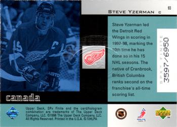 1998-99 SPx Finite #93 Steve Yzerman Back