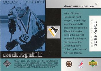 1998-99 SPx Finite #94 Jaromir Jagr Back