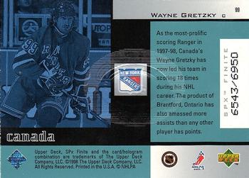 1998-99 SPx Finite #99 Wayne Gretzky Back