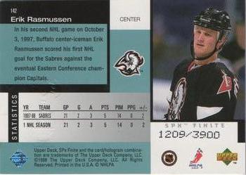 1998-99 SPx Finite #142 Erik Rasmussen Back