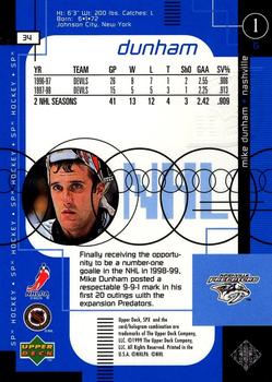 1998-99 SPx Top Prospects #34 Mike Dunham Back
